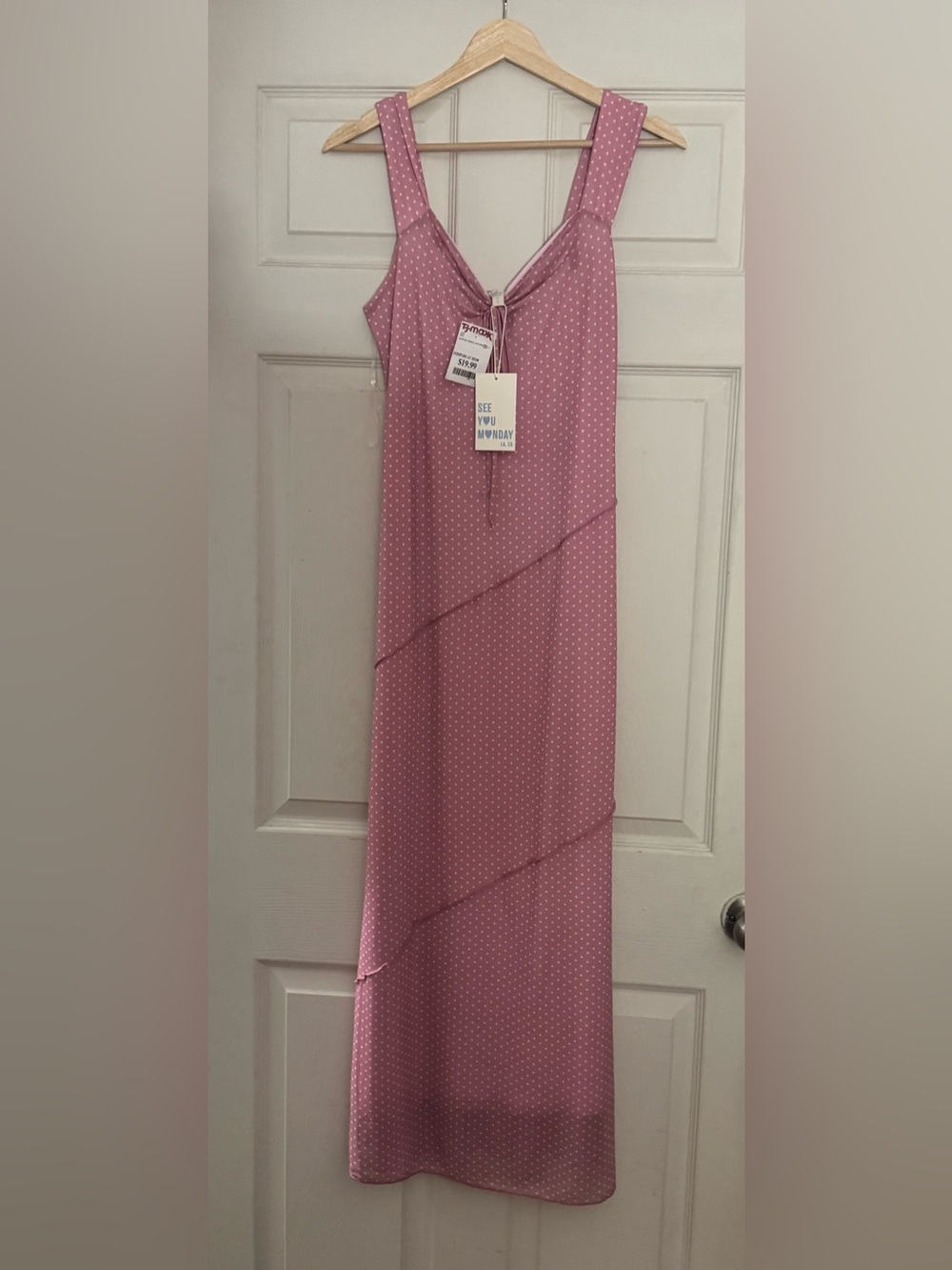 See You Monday Dusty Pink Polka Dot Dress